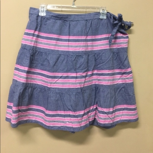 L.O.G.G by H&M Chambray & Pink Striped Skirt  14 - Picture 1 of 5